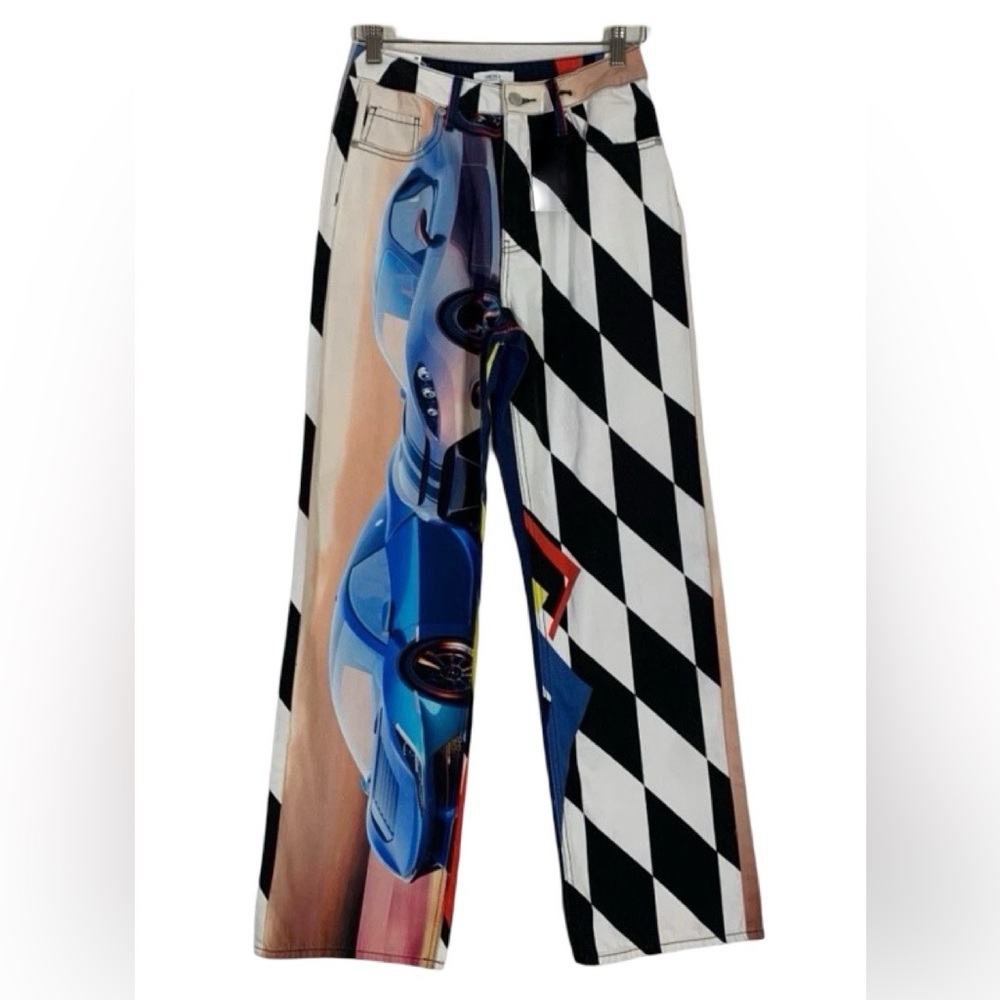 Forever 21 Tokyo Drift Race Car High-Waist Straight Leg Jeans Women Size 27